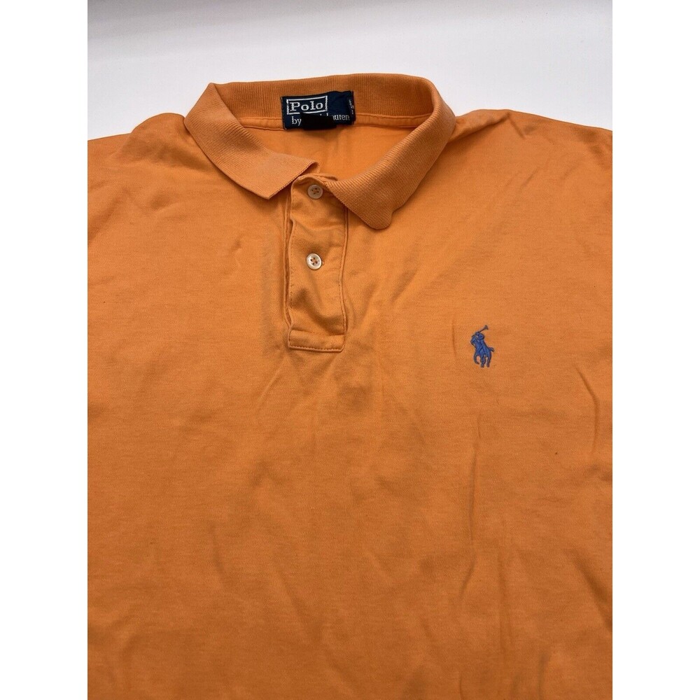 Polo By Ralph Lauren Men's Collared Shirt Size L Orange Short Sleeve Cotton Golf